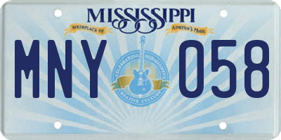 MS license plate MNY058