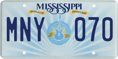 MS license plate MNY070