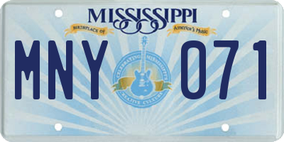 MS license plate MNY071