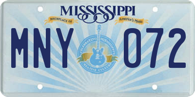 MS license plate MNY072