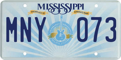MS license plate MNY073