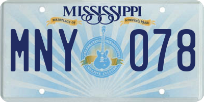 MS license plate MNY078