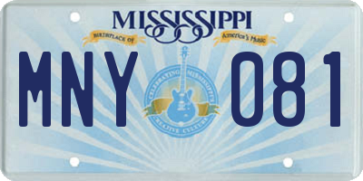 MS license plate MNY081