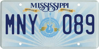 MS license plate MNY089