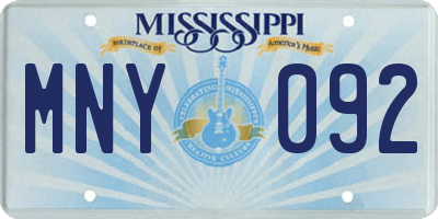 MS license plate MNY092