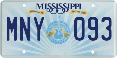 MS license plate MNY093