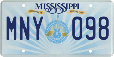 MS license plate MNY098