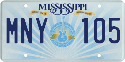 MS license plate MNY105
