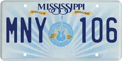MS license plate MNY106