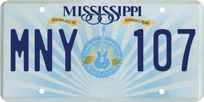 MS license plate MNY107