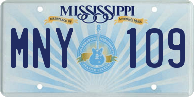 MS license plate MNY109