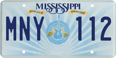 MS license plate MNY112