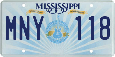 MS license plate MNY118