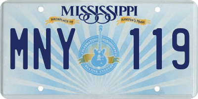 MS license plate MNY119