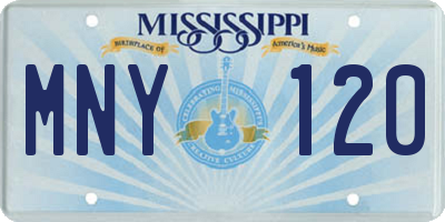 MS license plate MNY120