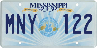 MS license plate MNY122