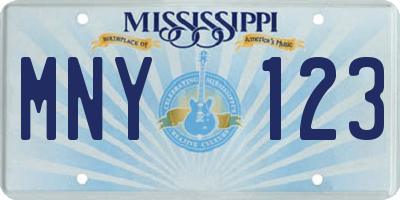 MS license plate MNY123
