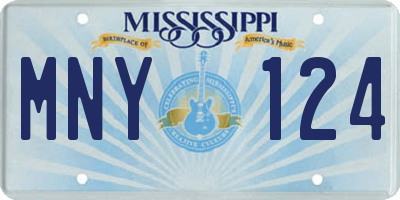 MS license plate MNY124