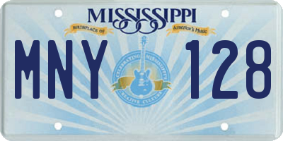 MS license plate MNY128