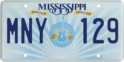MS license plate MNY129
