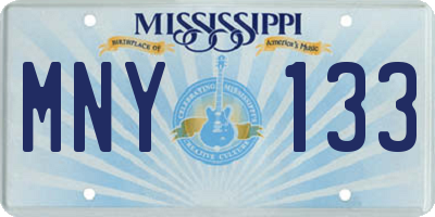 MS license plate MNY133