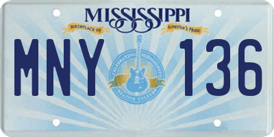 MS license plate MNY136