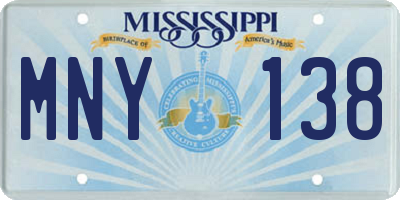 MS license plate MNY138
