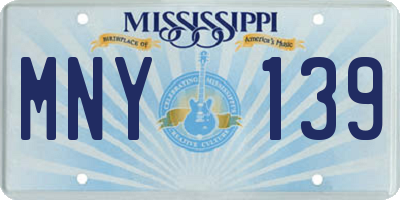 MS license plate MNY139