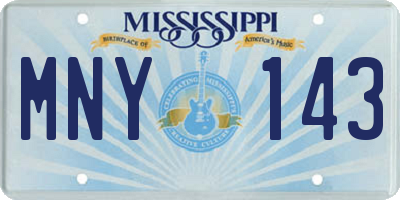 MS license plate MNY143