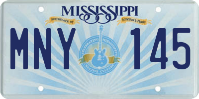 MS license plate MNY145