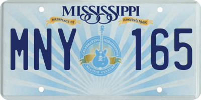 MS license plate MNY165