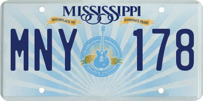 MS license plate MNY178