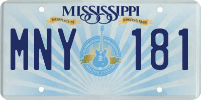 MS license plate MNY181