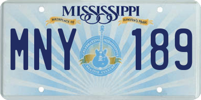 MS license plate MNY189