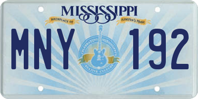MS license plate MNY192