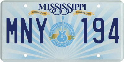 MS license plate MNY194