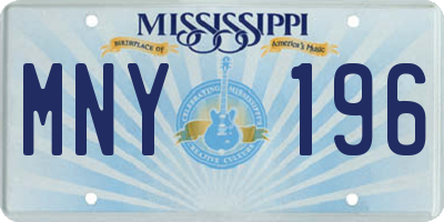 MS license plate MNY196