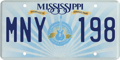 MS license plate MNY198