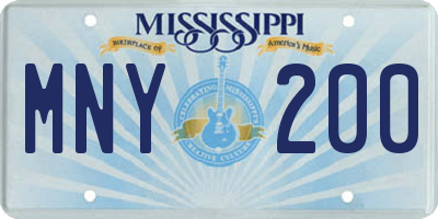 MS license plate MNY200