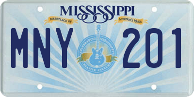MS license plate MNY201