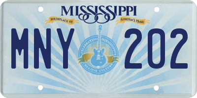 MS license plate MNY202