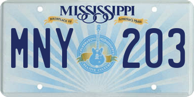 MS license plate MNY203