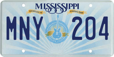 MS license plate MNY204