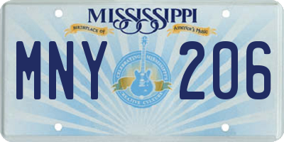 MS license plate MNY206