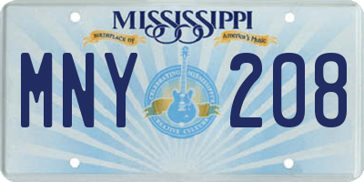 MS license plate MNY208