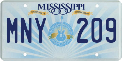 MS license plate MNY209
