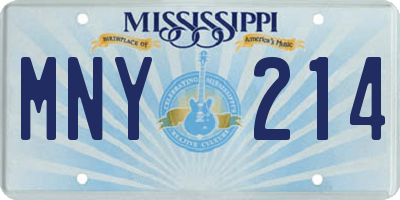 MS license plate MNY214