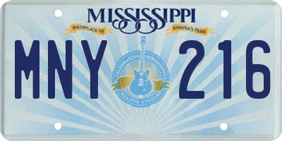 MS license plate MNY216