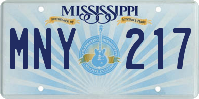 MS license plate MNY217