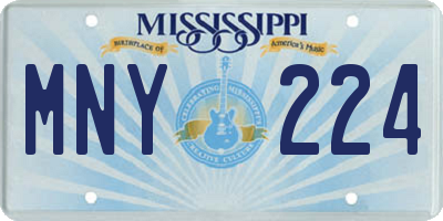MS license plate MNY224